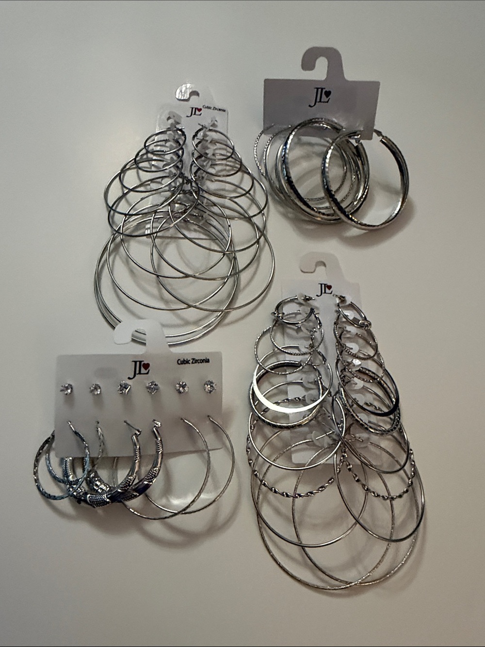 JL Silver-Tone Multi Hoop and Stud Earring Set - Silver